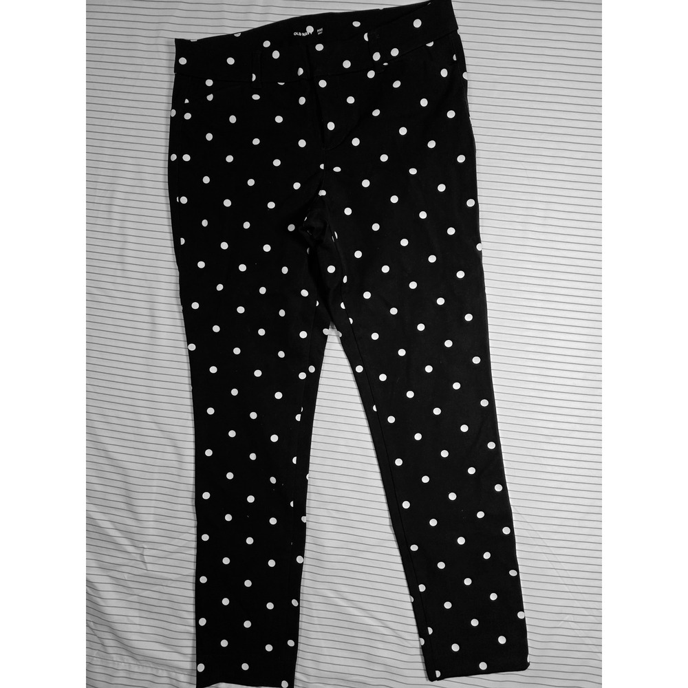1232 Old Navy Pixie Ankle Pants Navy Blue White Polka Dot Slim Trousers 4